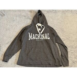 Mackinac Island Hoodie Mens XL Gray Michigan Retro Vision Pullover Sweatshirt